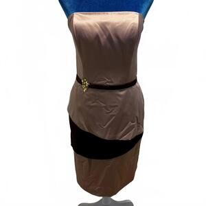 NWT Liz Fields Satin Rhinestone Colorblock Tiered Dress